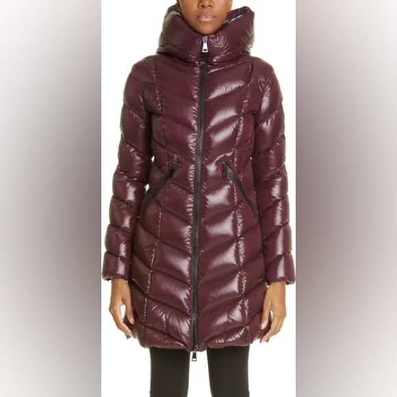 Moncler Marus Hooded Down Coat Size 4 NWT Burgundy - Picture 2 of 4